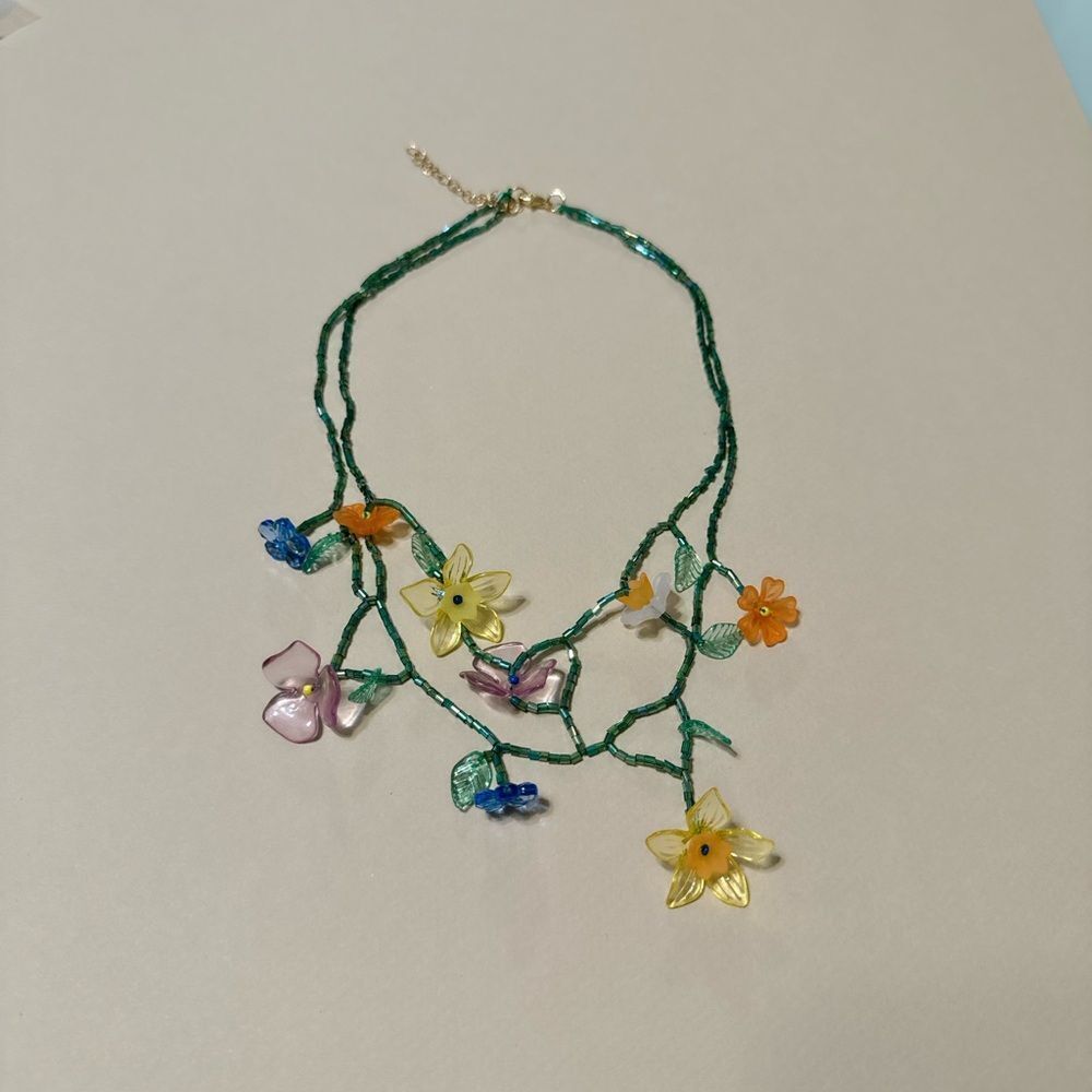 Boho flower necklace N675 - Picture 2 of 4